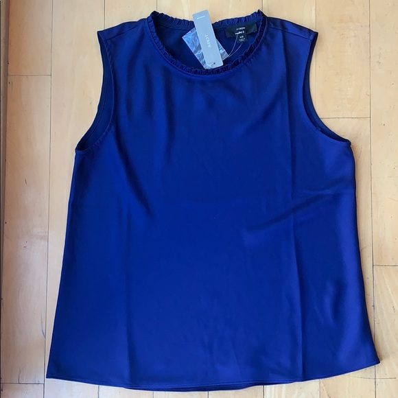 J. Crew Tops - J.CREW Ruffle Neck Shell In Satin Crepe